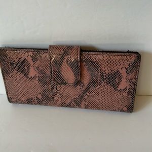 Wallet Pink and Black Snakeskin Faux Leather